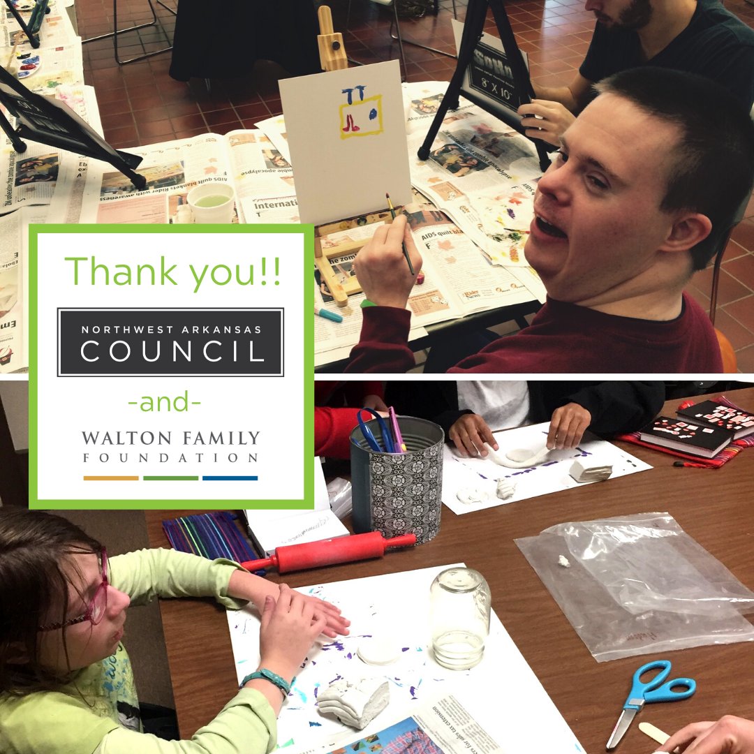 Ability Tree was awarded a Bridge Fund Grant by the Regional Arts Service Organization at the #NorthwestArkansasCouncil 2 create visual art projects! The Bridge Fund Grant program is supported by a grant from the #WaltonFamilyFoundation 
We are so grateful to these organizations!