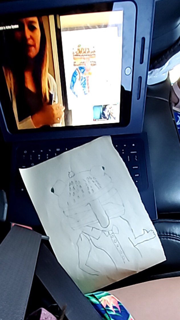 Mrs_Aldinger's tweet photo. For our Art-Thursday, in honor of #NationalHamburgerDay, we drew Beef Boss from #Fortnite... enjoy! 😂 #jmajags https://t.co/KAJvzJD9Rd