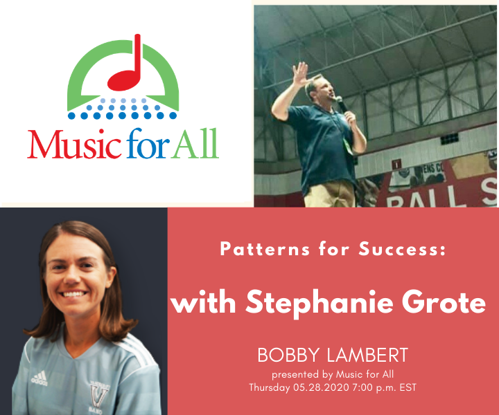musicforall's tweet photo. TONIGHT at 7:00 PM 

On Patterns for Success, learn about conducting and salutes with the first female head drum major of Santa Clara Vanguard, Stephanie Grote. Professional Development credit available upon request.

Register here: https://t.co/YB9Xwu3qz9 https://t.co/9nFMRgasyy