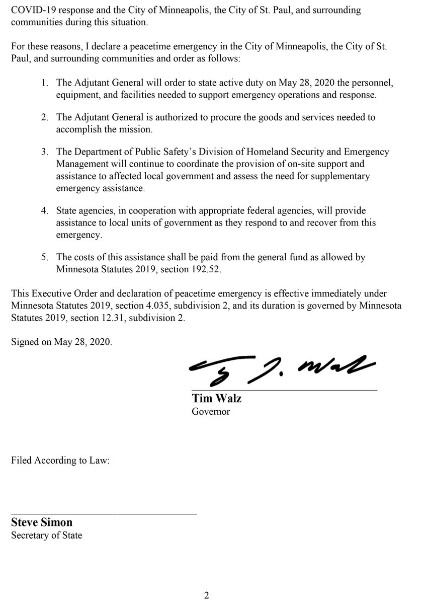 BREAKING: Minnesota governor declares state of emergency, activates the state's National Guard to respond to looting and violent protests in the Twin Cities over the death of George Floyd.