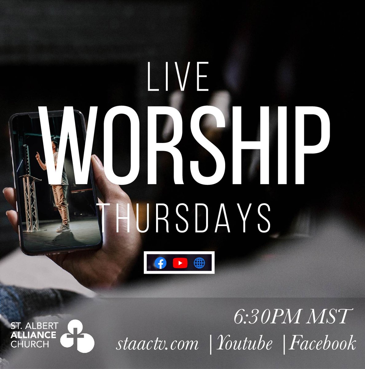 StAAllianceCh's tweet photo. Don't forget to join us tonight for our LAST Live Worship Thursday! Tune in at 6:30PM as we spend time in live worship and prayer together. Join us on Youtube, Facebook or https://t.co/ImjEQeAgCD
#40dayswithJesus #midweekworship #worshipandprayer #staac #church https://t.co/p0bvtTiLN0