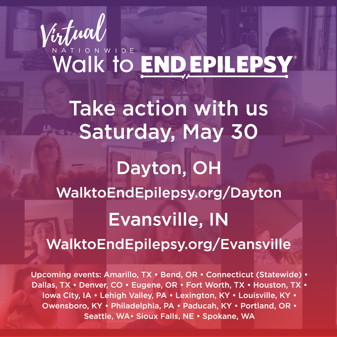 We are determined more than ever to bring us closer to ending epilepsy and the challenges it brings to our loved ones. Register and donate for our Virtual #WalktoENDEPILEPSY events in Dayton, OH and Evansville, IN this Saturday. Visit WalktoEndEpilepsy.org. #EndEpilepsy