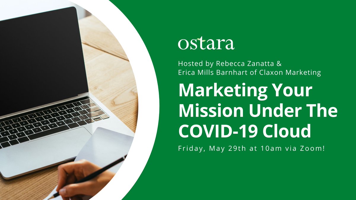 Don't miss tomorrow's webinar! 🤗 This week President, Rebecca Zanatta, and special guest, Erica Mills Barnhart, the Founder &amp; CEO of Claxon Marketing, will be diving into the topic of Marketing Your Mission under the COVID-19 Cloud. 

Register here: buff.ly/2X5Dp9W