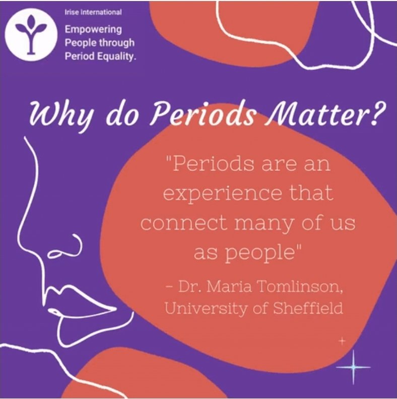 MariaKTomlinson's tweet photo. Really enjoyed taking part in and watching @irise_int #OneWorldPeriod. Here is my quote about period solidarity. Let's keep up the conversation beyond #MenstrualHygieneDay2020! #MenstruationMatters #MHDay2020 https://t.co/lv6KFkUpPL