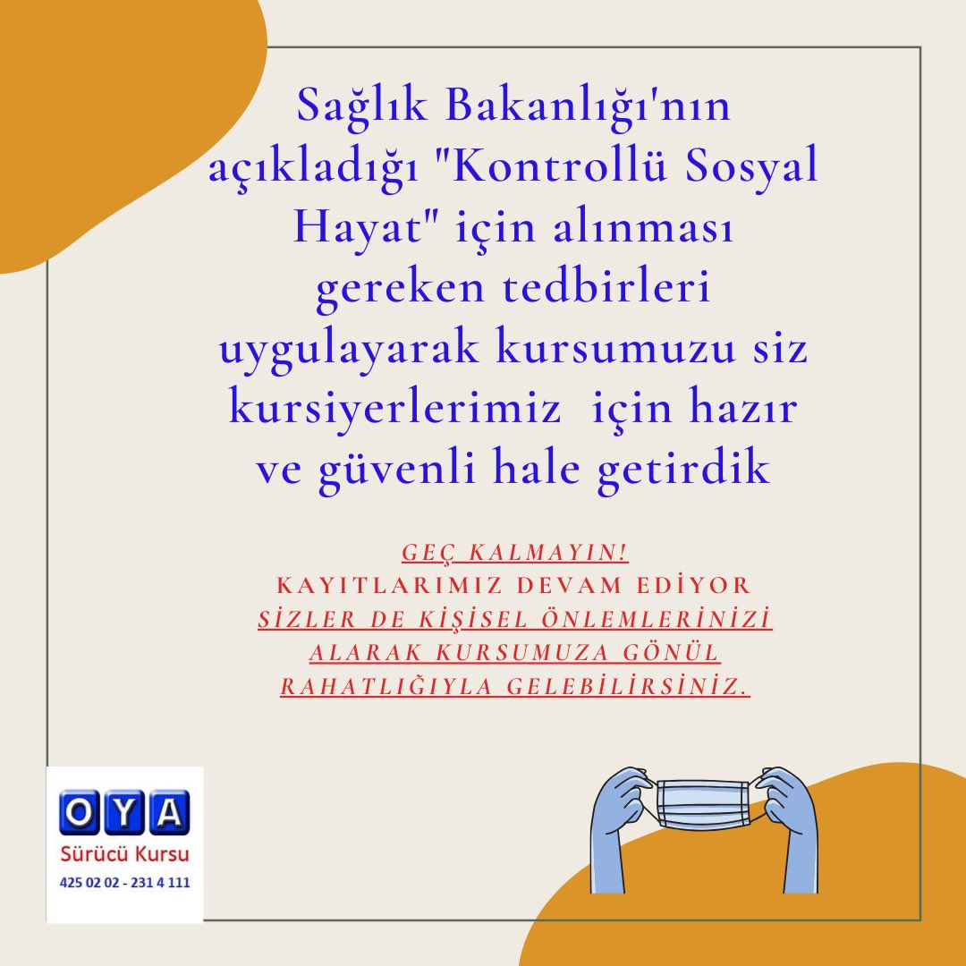 📍Maskemizi takıyoruz.
📍Temizliğimize dikkat ediyoruz.
📍Sosyal mesafeye dikkat ediyoruz.
#sürücükursu
#sürücükursları
#ehliyetaffı