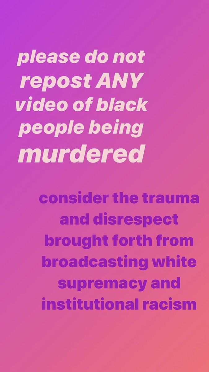 and please do not repost videos of black people being tortured. my friend  @magmamarshez explains this in his instagram story