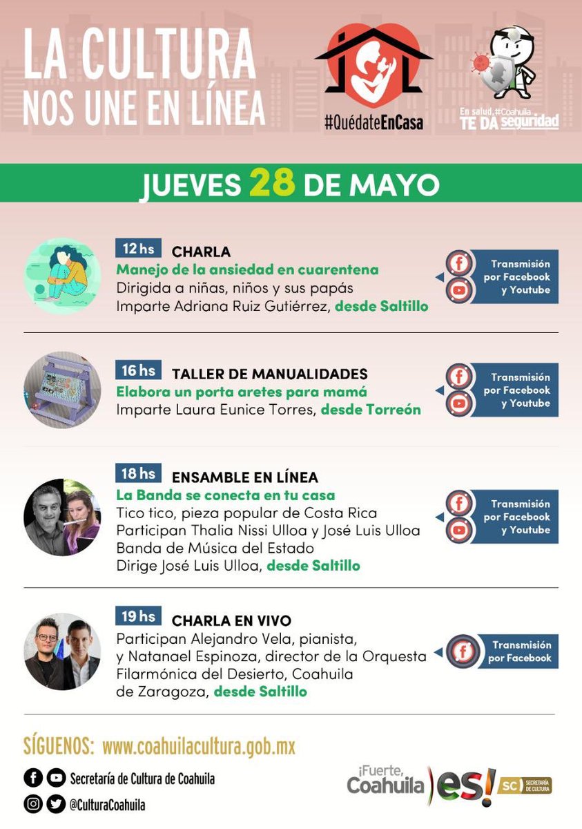 Hoy en MEXICANÍSIMO con Irasema Sánchez <a href="/isf3/">IRASEMA SÁNCHEZ</a>  la Lic <a href="/cristyrdzrdz/">cristy rdz</a> de <a href="/CulturaCoahuila/">SC COAHUILA</a> invitó a disfrutar de las presentaciones que el Gobierno del Estado y la Secretaria de Cultura nos ofrecen en línea <a href="/SofyCamil/">Ana Sofía García Cam</a> #Coahuila