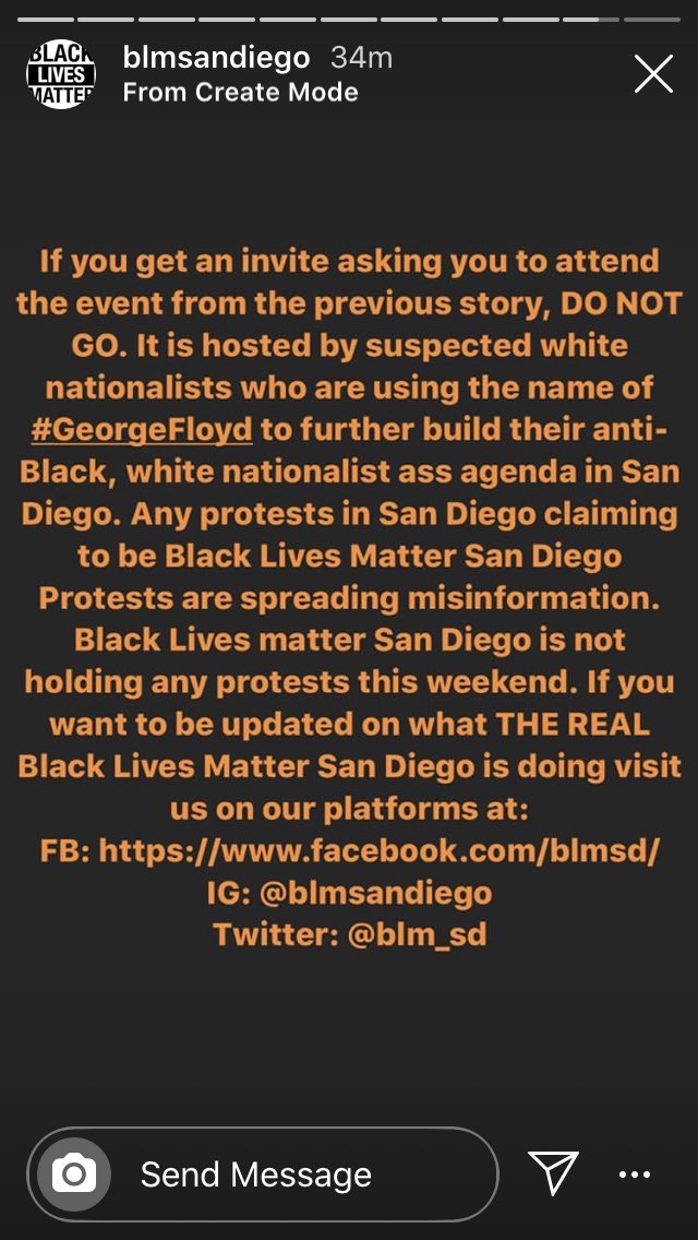 white supremacist scheduled a fake BLM protest in San Diego for Saturday, May 30th. DO NOT GO.