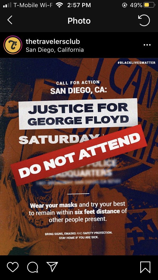 white supremacist scheduled a fake BLM protest in San Diego for Saturday, May 30th. DO NOT GO.