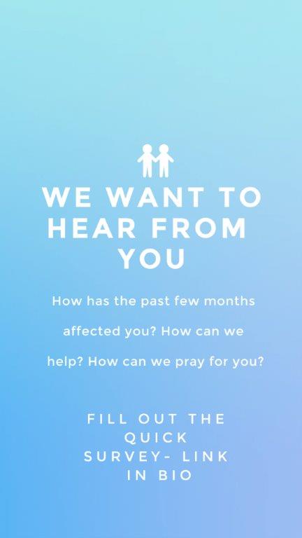 Fill out the quick survey and let us know how you and your family are. Tell us how we can support you and how we can pray for you! 

surveymonkey.com/r/Q8MTQVP