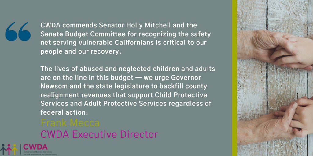 CWDA_CA's tweet image. CWDA Executive Director @fmecca responds to the state Senate's proposed #CABudget ⬇️