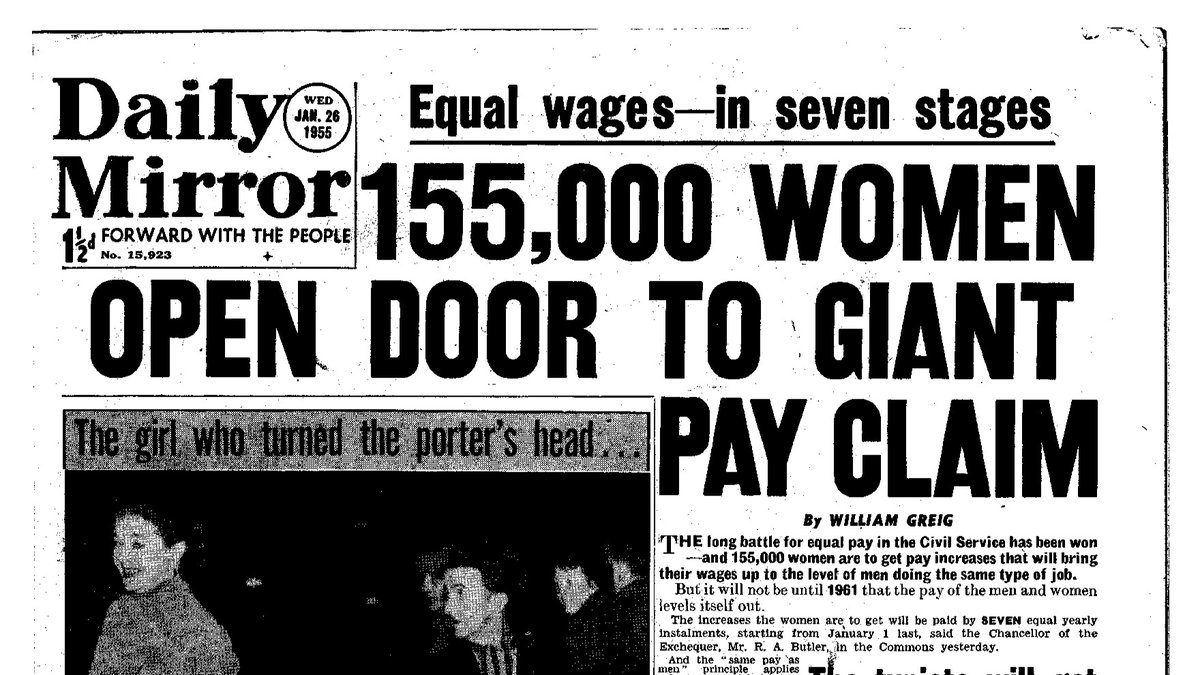 On 25 January, 1955, Tory chancellor of the Exchequer Rab Butler pledged that there would be pay equality in the 'non-industrial' civil service by 1 January 1961. A trade union official declared: ‘The door has been opened to the biggest wage claim of its kind’