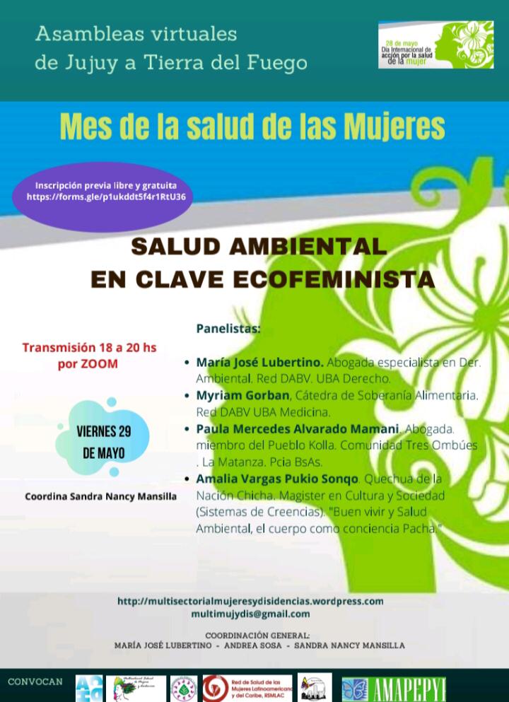 29/5 #saludambiental #ecofeminista 
Con inscripción previa