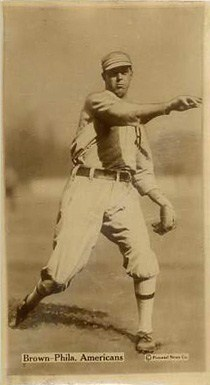 OldBaseballName's tweet photo. Boardwalk Brown (1911-1915), SP, 40-39 , 3.47 ERA, 83 ERA+, WAR: 2.7 (FG), -0.6 (BBR). Philadelphia Athletics/New York Yankees https://t.co/Hr5BaKenVb