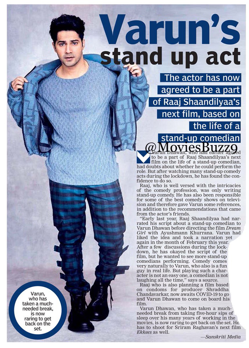 #VarunDhawan’s Stand Up Act 

@Varun_dvn Agreed To Be A Part Of #RaajShaandilyaa’s Next Film, Based On The Life Of A Stand-Up Comedian