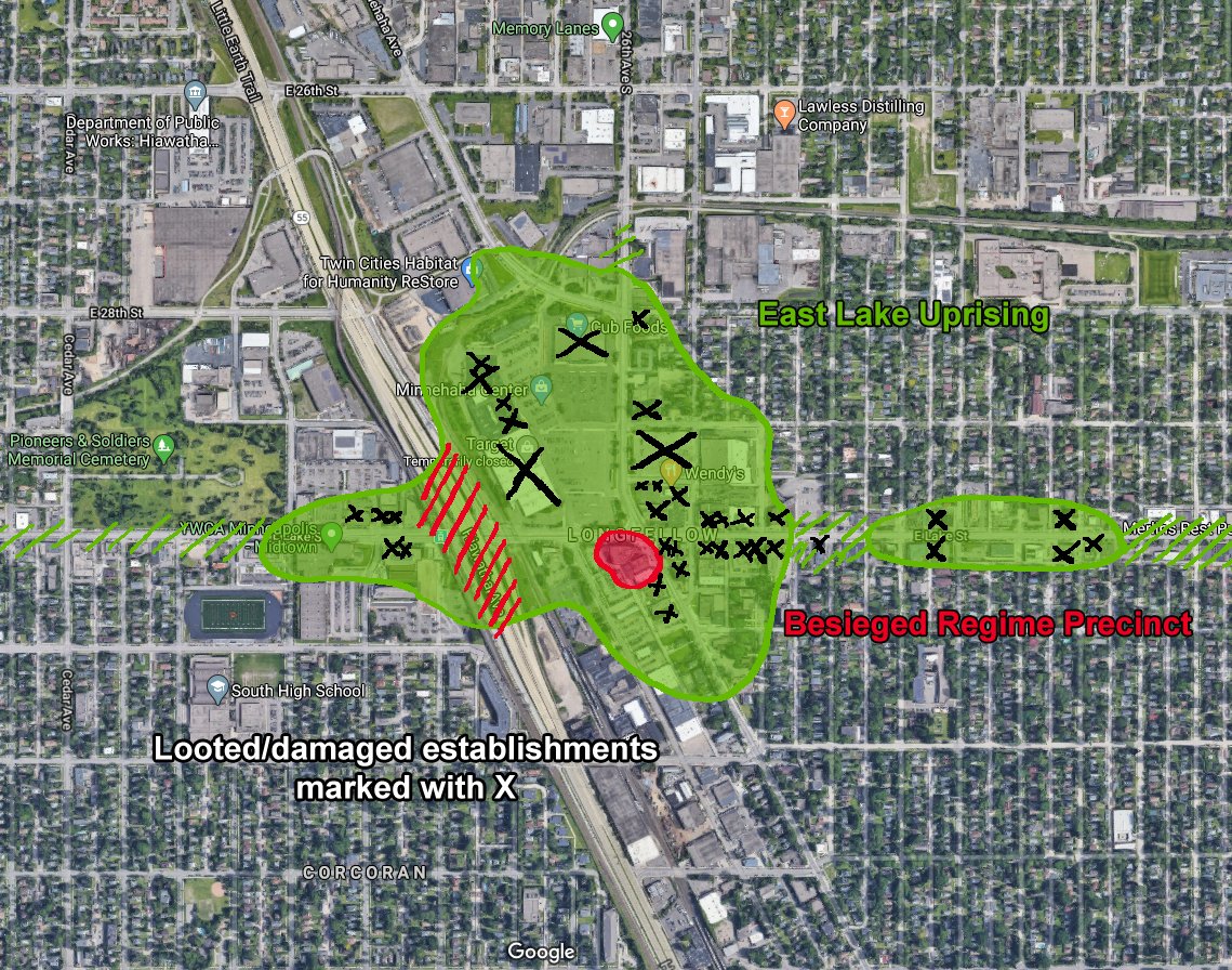 Conflict mapping the past two days of riots and popular uprising in  #Minneapolis  #minneapolisriots lol