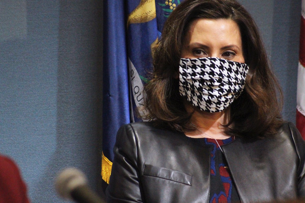 gretchenwhitmer's tweet image. Wearing a mask isn’t about making a political statement or an admission of fear. It’s pretty simple — we wear a mask because we care about others. #MaskUpMichigan