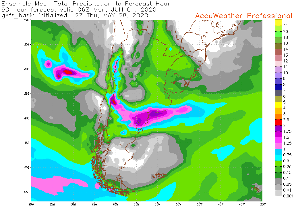 jnmet's tweet photo. Disturbance can lead to spotty light showers in central #Chile on Friday. A better chance for showers from Región del #Maule to Región de #Atacama in Chile late Saturday into Sunday. https://t.co/c1YRFxhT0u