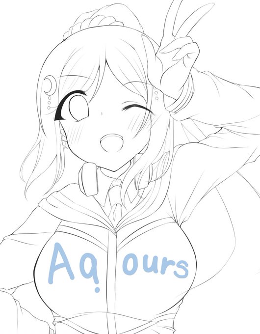 実は初めて松浦果南さんを描いています。 ダイヤさんは一応ウォーターエッセンス衣装で描いたことあるので、Aqoursで唯一描いたことない子なんですよね。。 
