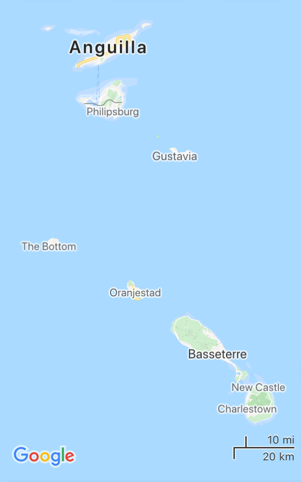 The western Leeward Islands are a constitutional shrapnel zone. A UK dependency, a French overseas collectivity, a Dutch constituent country, another French OC, two Dutch special municipalities, and a sovereign federation of two islands. All within 120km.  https://twitter.com/andrewgdotcom/status/1266112949762117632