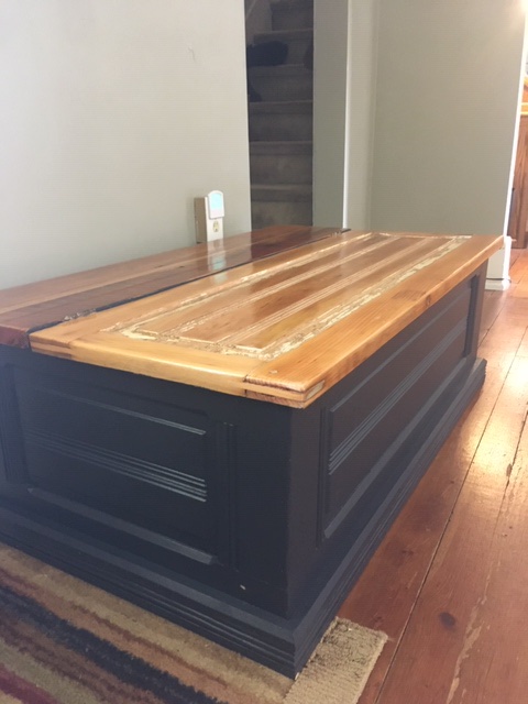 JeffOsborneCCHS's tweet photo. My brother Scott made us this chest from salvaged doors from the house that Joanne grew up in.  Best little brother ever! https://t.co/I1l3Dw4zgo