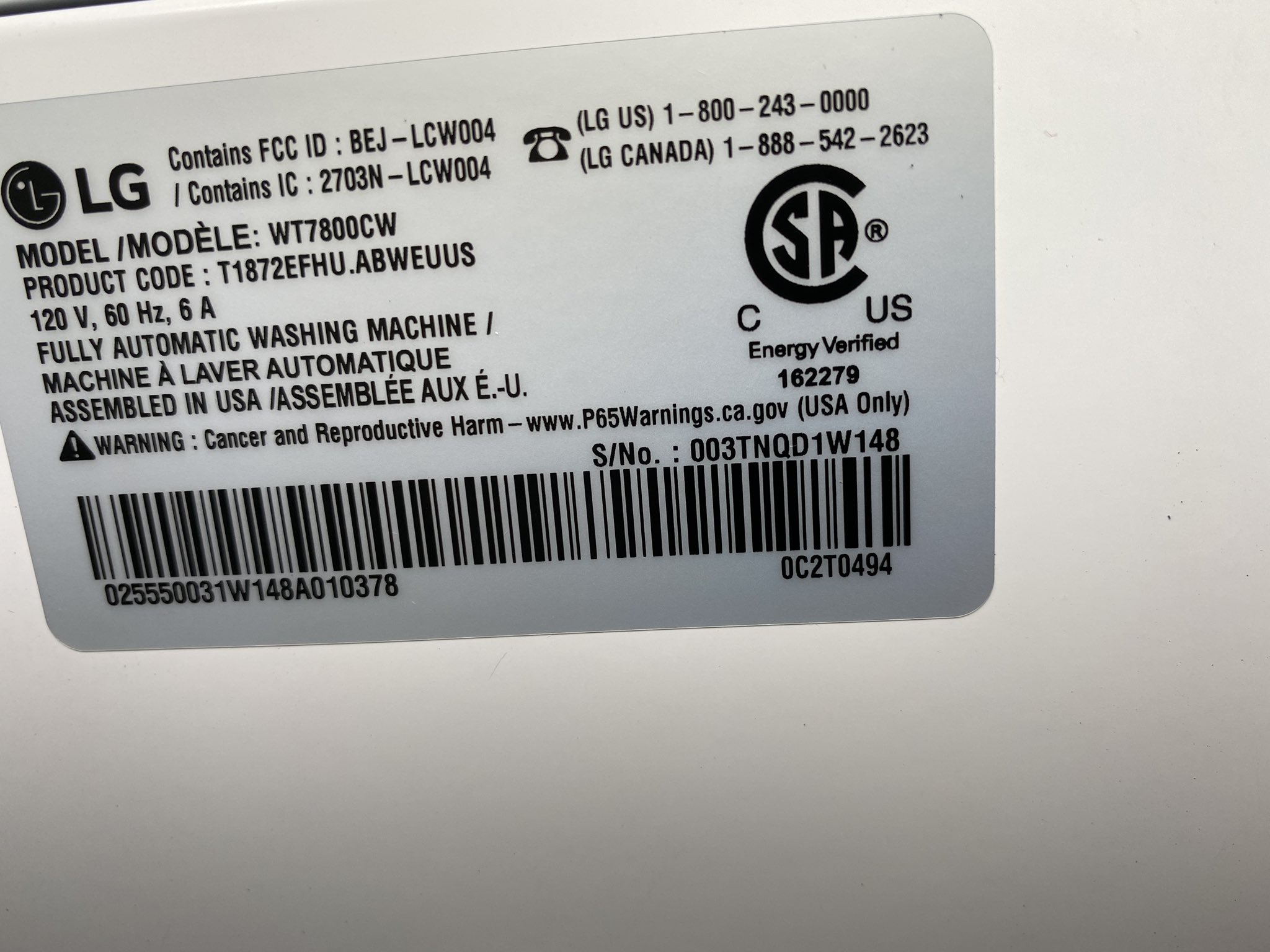 Lg shop wt7800cw lowes