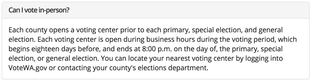 Someone points out that there is still an in-person voting option available in each county. But by 2010, all counties had adopted vote-by-mail