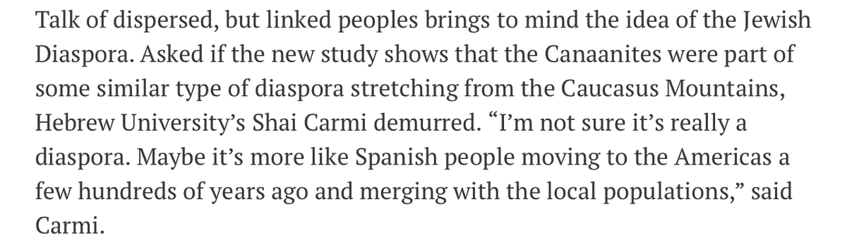 Aside: this isn't the only population discussed problematically by the study authors in the TOI piece.Here's another study author suggesting that the Spanish simply "mov[ed] to the Americas a few hundreds of years ago...merging with the local populations".(Is this ironic?)