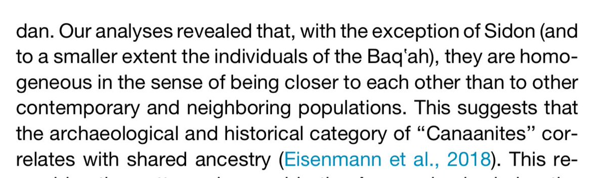 I can't evaluate the genetics, but even granting the conclusions, the study suggests that the Bronze Age population *in what is now Israel from Ashkelon & Jerusalem north* -- that is, half or less of Canaan -- was homogeneous.When you move beyond this, you see less homogeneity!