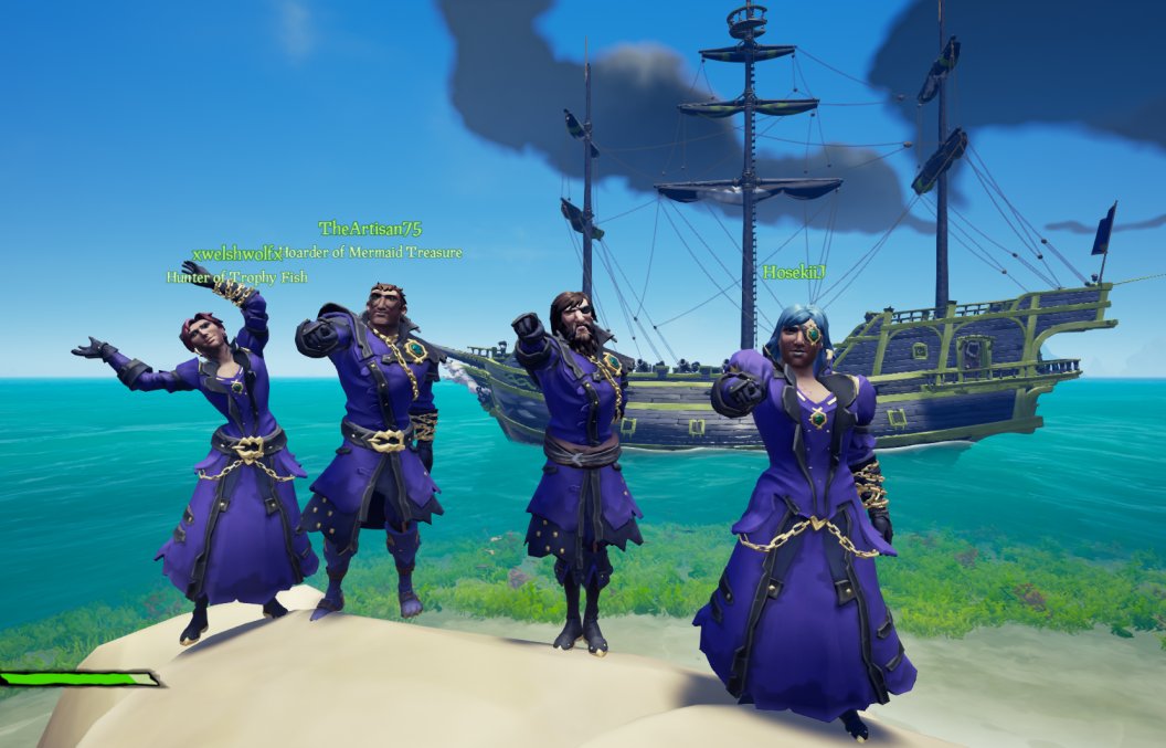 Tim3112's tweet photo. When you and your friends all level to PL in the same week (no rush, no cheats). Hard work pays off. @SeaOfThieves https://t.co/HATcROLhPl