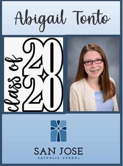 SanJoseCSJax's tweet photo. 8th grade Spotlight of the Day! We are so proud of our 8th graders and are excited to see where their journey leads them. Their presence on our campus will be greatly missed. Congratulations, Class of 2020! #sanjosecatholic #classof2020 #catholicschoolstrong https://t.co/63OZE25bdc