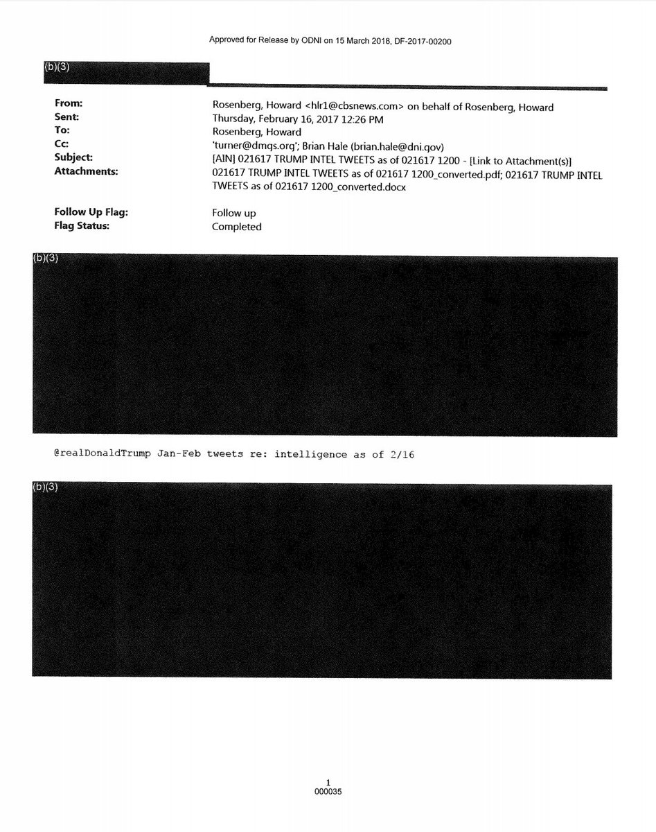 Here's an email from ODNI that just notes the agency collects "Trump Intel Tweets"9/