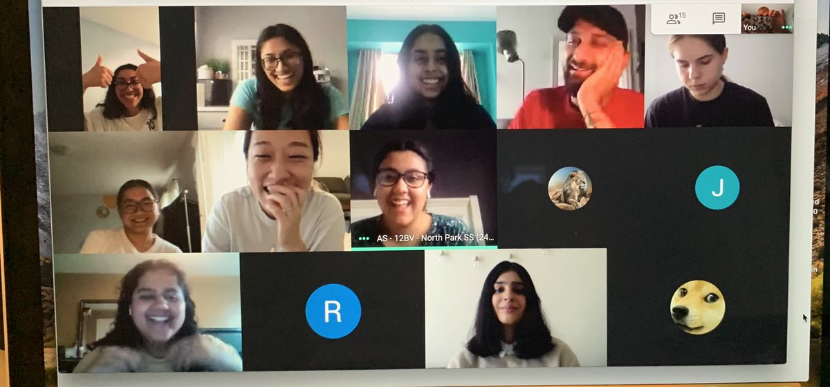 Google meet with SAC  @northparksac &amp; Ms Lee, Mr Chawla &amp; Ms. Dalcin. So nice to see/hear everyone &amp; share distance learning stories, cooking/baking firsts &amp; bad hair dilemma (bangs/no bangs/I need a hair cut) We miss you all NP students.<a href="/PeelSchools/">Peel District School Board</a>