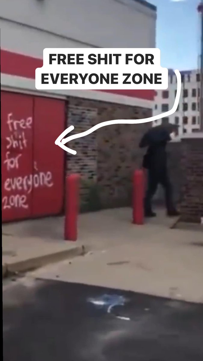 In addition to smashing the windows, this same person appears to have also tagged up "free shit for everyone zone" on the front and spray can appears to be in their pocket, again, leading to the suspicion that they are the person responsible for starting the attack