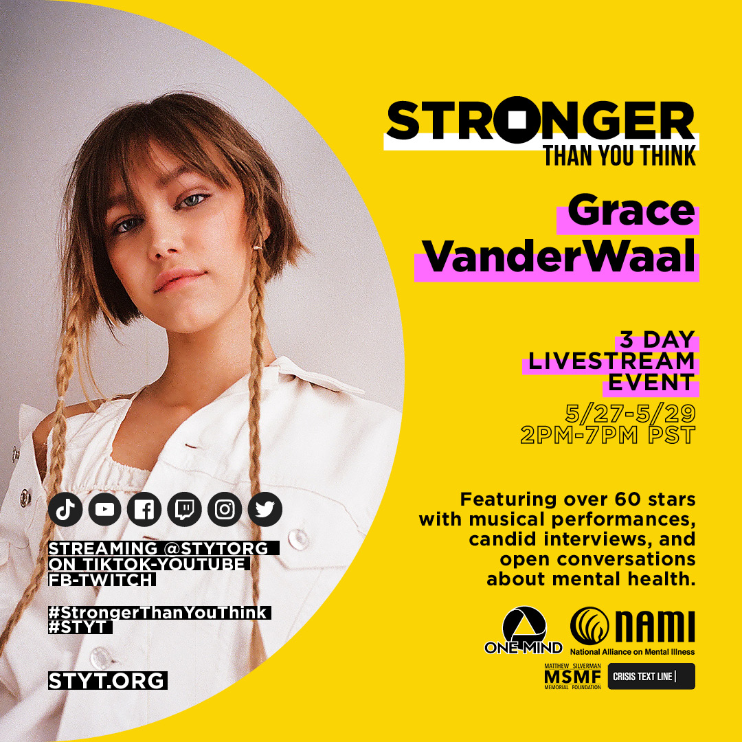 OneMindOrg's tweet photo. Did you miss @GraceVanderWaal’s honest interview and stunning performance yesterday ⁉️ Not to worry. Coming up, @STYTOrg is giving you a second look at the young phenom’s wise words on #mentalhealth. 🎤 https://t.co/mVi2nbYnHC https://t.co/XJda0GmR5H