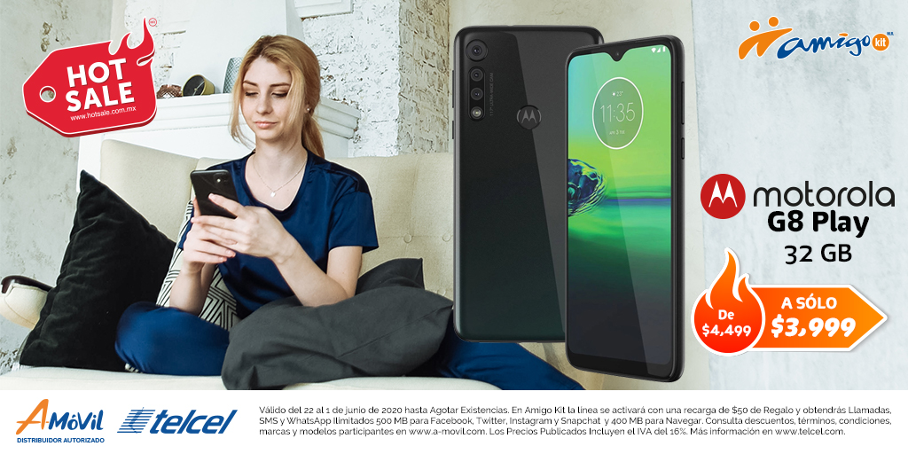 AmovilOficial's tweet photo. ¡Hasta dos días de batería! Con el #Motorla #G8Play. No te queden sin batería y carga a gran velocidad cuando lo necesites. LLévate el tuyo en #Amigokit de #Telcel. El Mejor #HotSale está en #A_Móvil https://t.co/tiBy6HyGFf https://t.co/g9BcQpdpeC