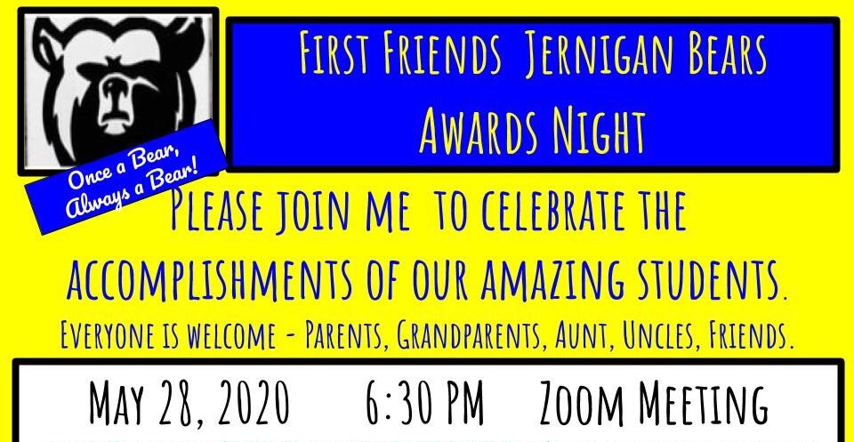Poni3kj's tweet image. First friends celebrating a year of achievement, accolades &amp;amp; amazing memories. I zoomed our Awards tonight with students, parents &amp;amp; grandparents. It was heartwarming, meaningful &amp;amp; made happiness roll down my cheeks. I will miss these Bears more than words can say. #Firstfriends