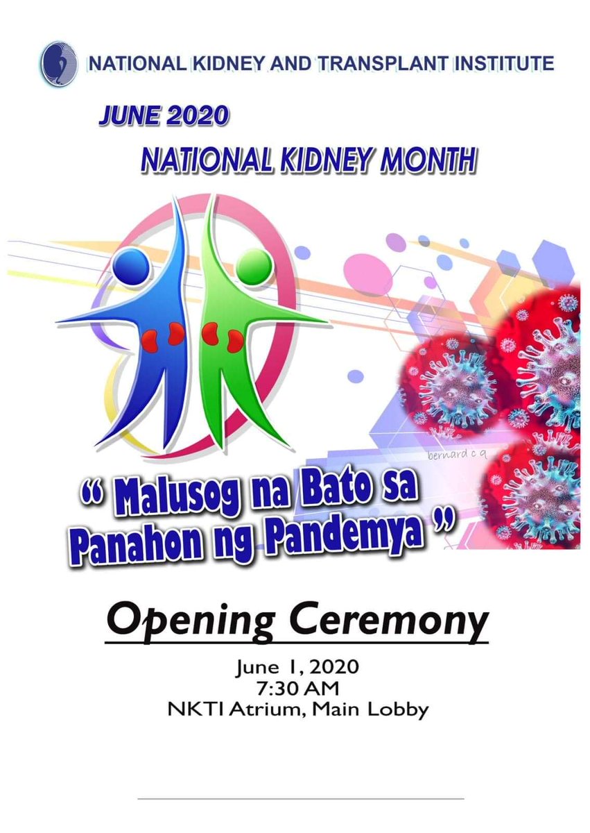 2020NKM's tweet photo. Part of the opening ceremony for this year's celebration, are AVP's on kidney health. Don't forget to like NKTI FB page for further details. https://t.co/ctr2D9oIVC