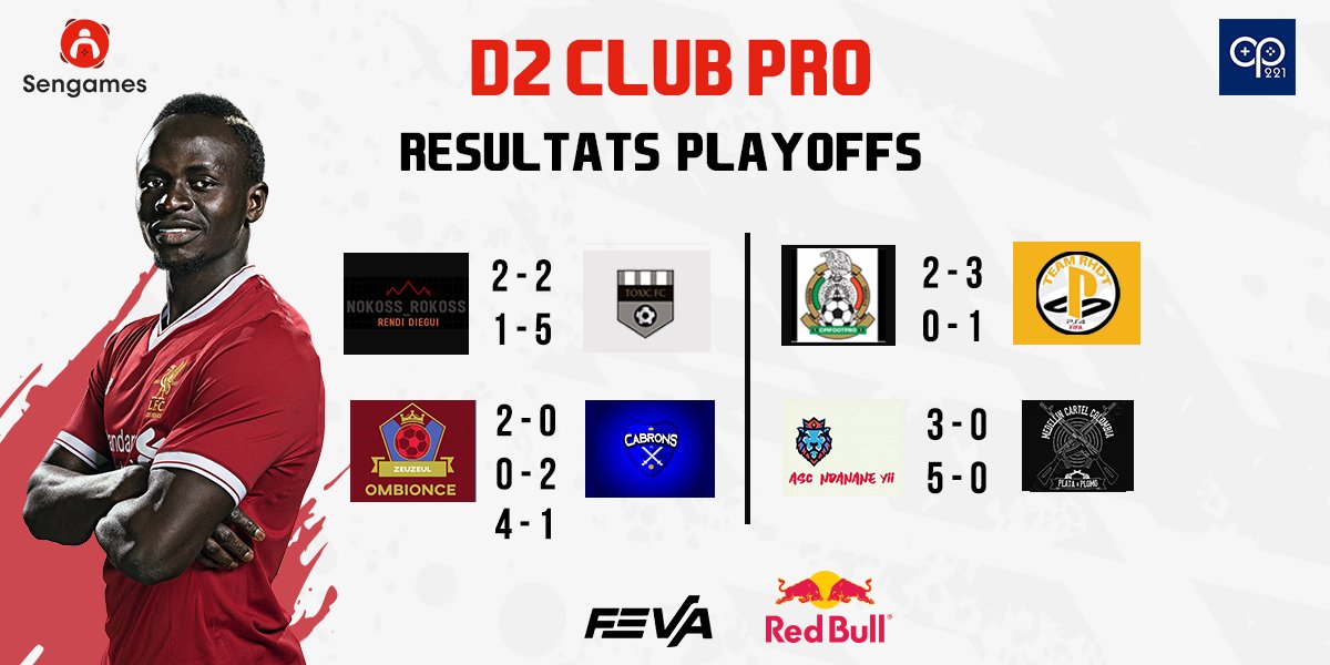 🛑🛑🛑🛑🛑
Des nouvelles de la D2 (A Little Thread) 
Des playoffs très disputés félicitations à 
<a href="/FCtoxicmen/">FC Toxic</a> <a href="/AscNdanane/">ASC NDANANE YII</a> <a href="/FifaRhdt/">RHDT Fifa Team</a> et <a href="/ombionce/">OMBIONCE FC</a>  pour leur qualification en demi 
et Gros GG à <a href="/MedelinFc/">Cartel Medelin</a> <a href="/covid19_g/">nokossRokoss</a> <a href="/Cpifootpro/">♎️</a> et <a href="/CabronsF/">Cabrons FC</a> on espère vous revoir très vite 👏