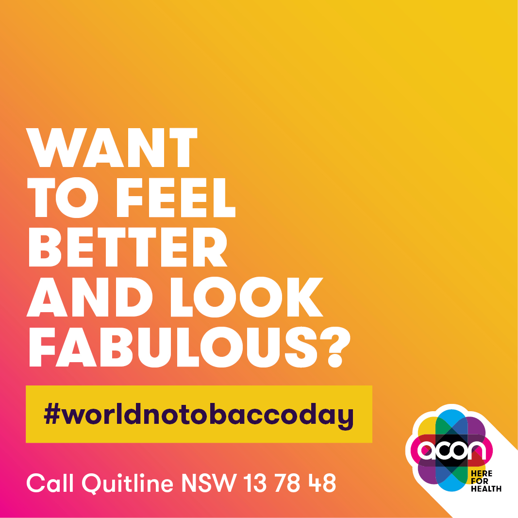 ACONhealth's tweet photo. Ditch the smokes and get your glow back. 🌞 

Visit https://t.co/qOcjxYdbmT to support your quit journey.

#worldnotobaccoday #smokefree #feelgood #lookfab #quitlinensw https://t.co/ZJOxvxicNB