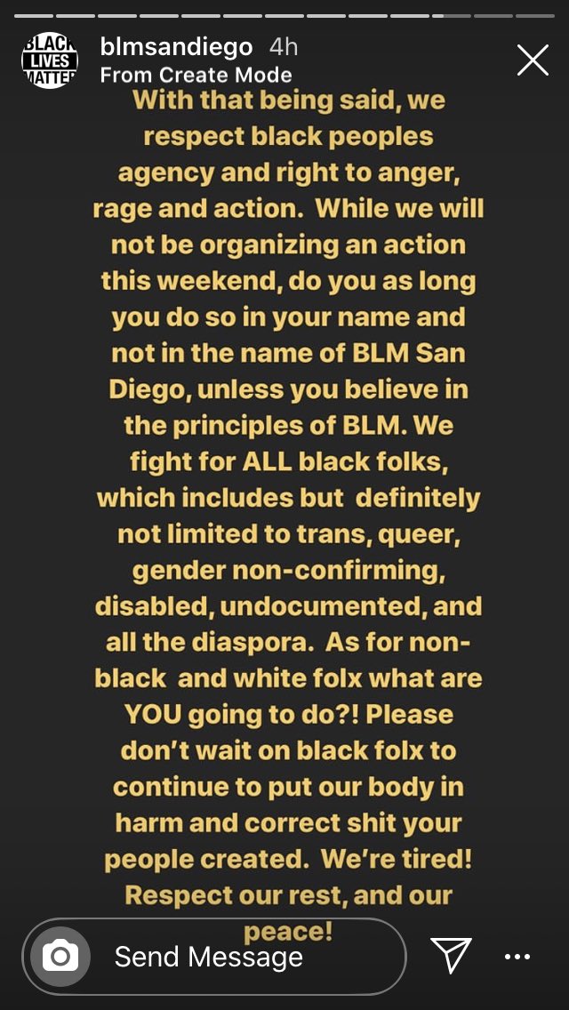 I’d like to emphasize that BLM SD is suspecting that this event is being organized by white supremacist! The official BLM San Diego chapter has confirmed that they have nothing to do with this protest. (refer to OP) Be safe. Stay alert.