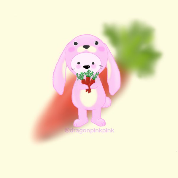 ぴんく 今日の着ぐるみは うさぎさん 我が家には 垂れ耳うさぎがいる 名前は ちゅい君 少し臆病だけど甘えん坊な男の子 毎日 癒されてます イラスト 日記 お絵描き イラスト好きさんと繋がりたい 絵柄が好みって人にフォローされたい うさぎ
