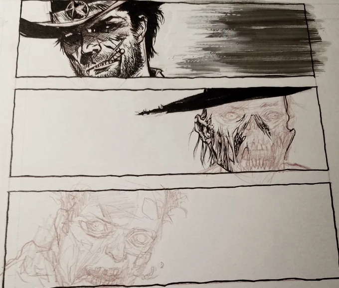 Desk shot: Working on the next short for Techni-Horror. Horror/Western ? 