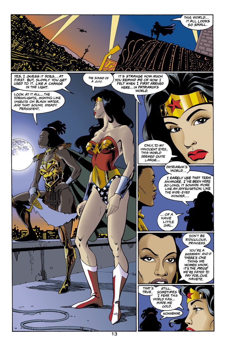 Diana and Nubia would talk about their experiences being champions of Themyscira and later teamed up against Constance who was powered up and mind controlled by Ahriman