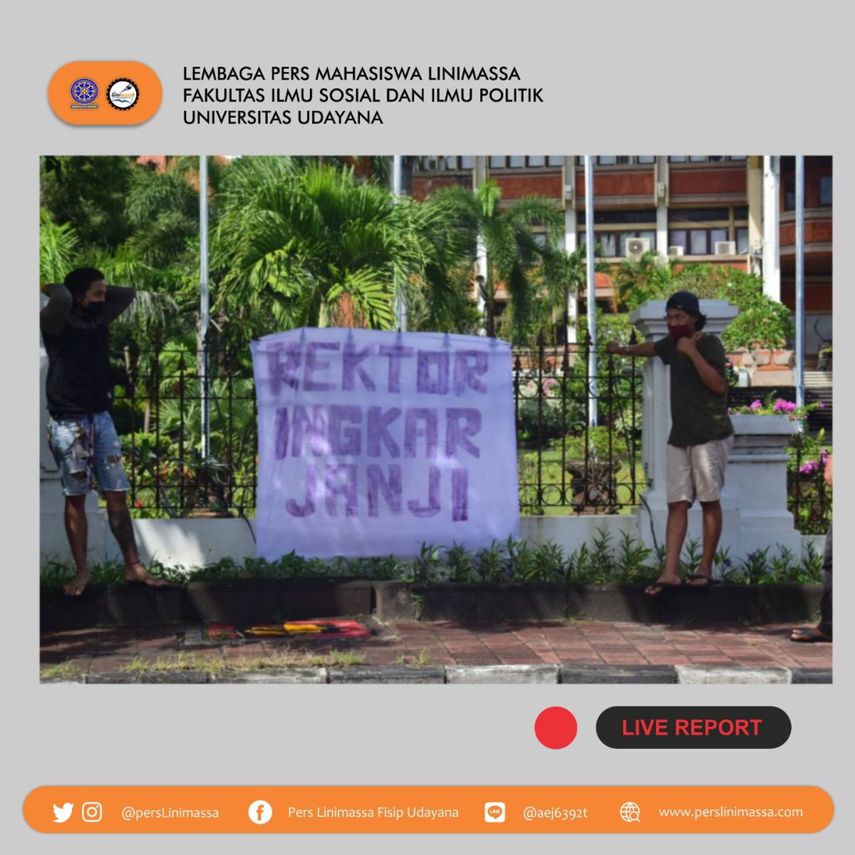 persLinimassa's tweet photo. [REKTOR UNUD INGKAR JANJI, MAHASISWA AKHIRNYA AKSI]

#UdayanaMelawan
#RektorKokBohong
#RektorIngkarJanji

Baca selengkapnya di website resmi Pers Linimassa
https://t.co/XbuHKt5JPH https://t.co/IACtSIKngp