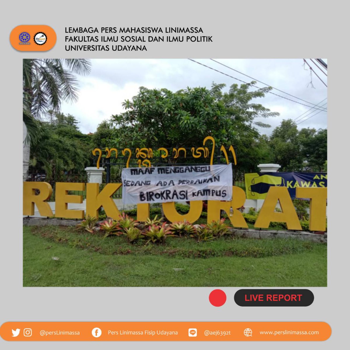persLinimassa's tweet photo. [REKTOR UNUD INGKAR JANJI, MAHASISWA AKHIRNYA AKSI]

#UdayanaMelawan
#RektorKokBohong
#RektorIngkarJanji

Baca selengkapnya di website resmi Pers Linimassa
https://t.co/XbuHKt5JPH https://t.co/IACtSIKngp