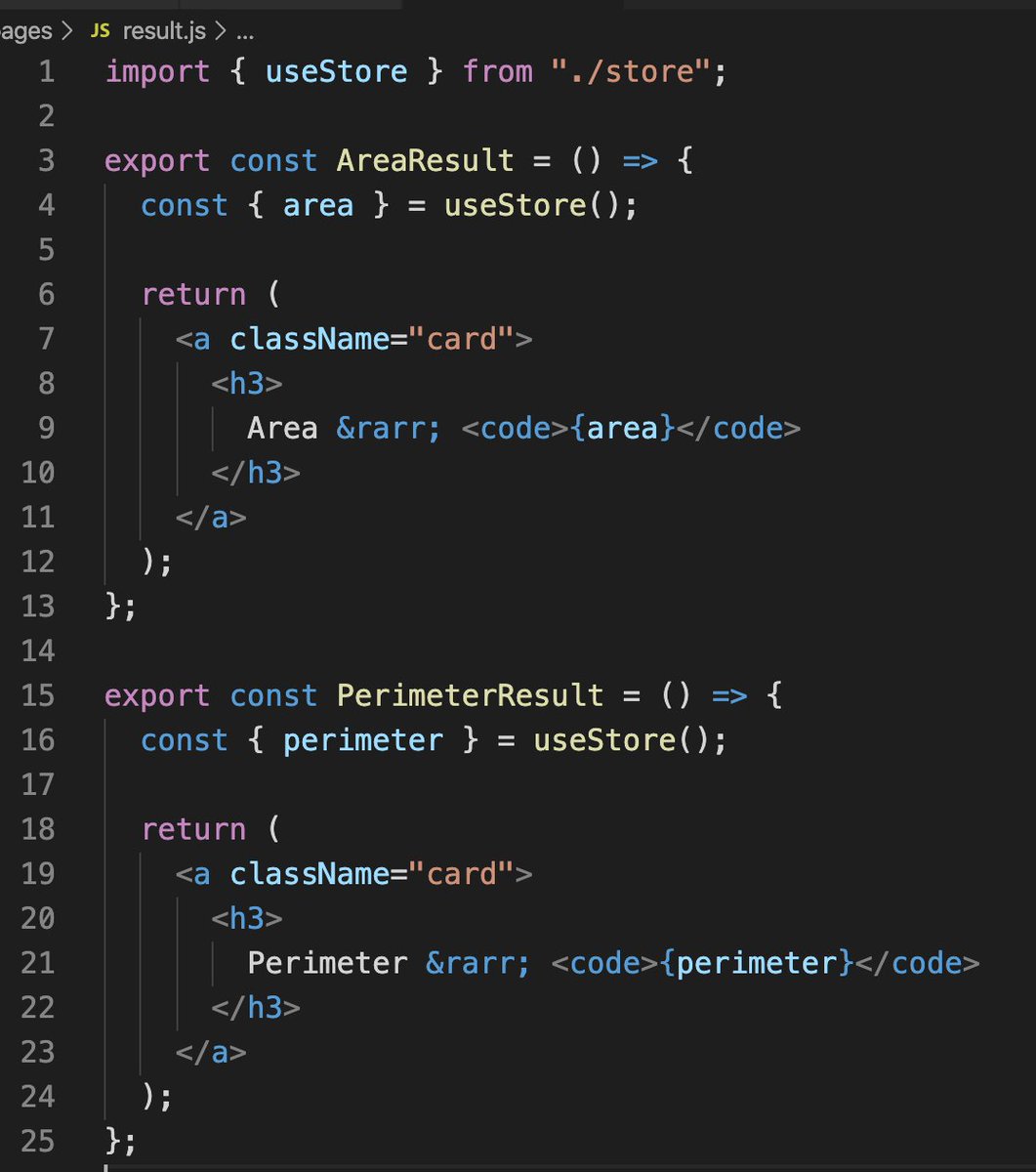 With those views, we can now make our area and perimeter result components.