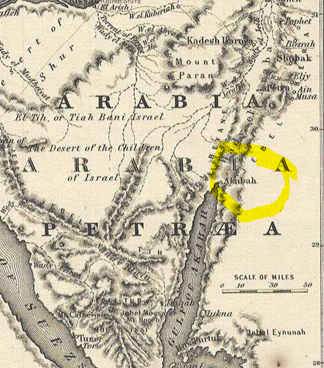 There is no logic in there being 2 villages. Akaba existed and the only reason a 2nd village would appear would be if the 2 sides were in conflict - like Eilat & Akaba. There is nowt on any map but Aqaba & the entire region is distinct from the Areas in the North (map from 1827)