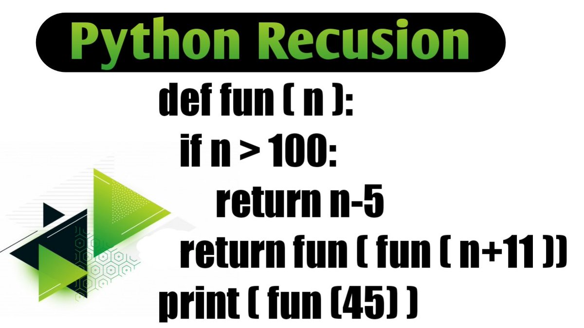 PROGCODE1's tweet image. Most important question of Python Recursion

youtu.be/v1XcShIFWBE

#100DaysOfCode #DataScience #pythonrecursion #pythonprogramming