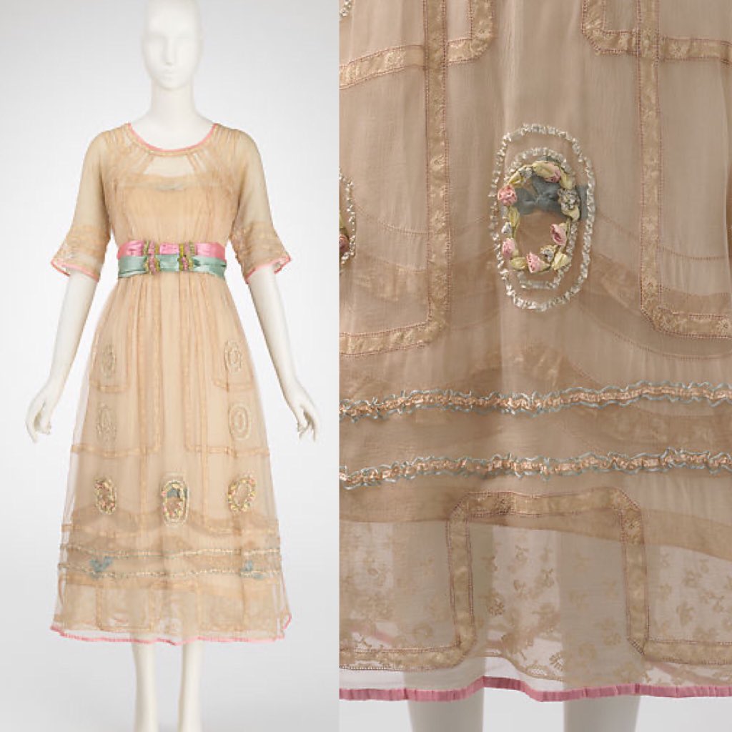 For us in the South West of England, lockdown has been accompanied by uncustomarily warm and balmy days. A c1919 #Lucile dress would make the perfect languid outfit, both lightweight and textural studded with #ribbonembroidery....<a href="/metmuseum/">The Metropolitan Museum of Art</a> #1910s #fashionhistory #devonlife
